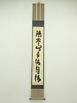 売茶宗家本流　渡辺琢山筆　「語尽山雲海月情」一行書　肉筆紙本掛軸（保護箱）